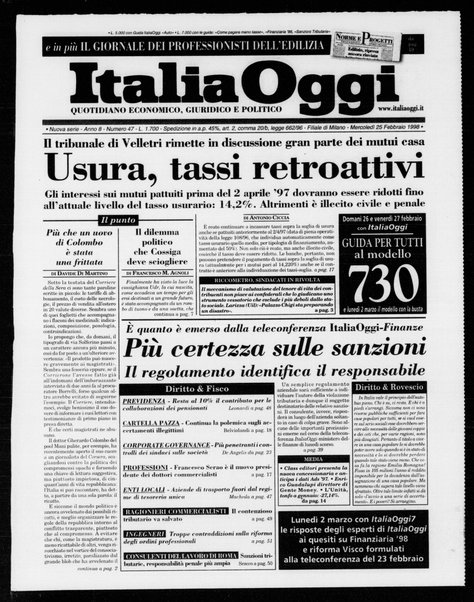 Italia oggi : quotidiano di economia finanza e politica